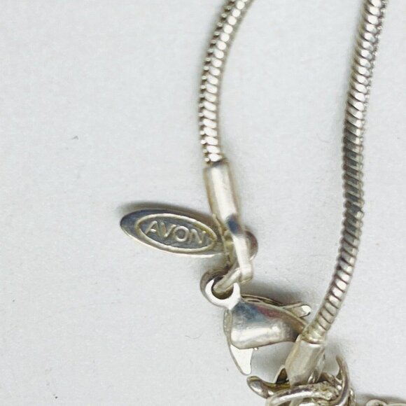 AVON Pendant Necklace Clear Faceted Crystal Silver Tone Signed - Picture 6 of 6